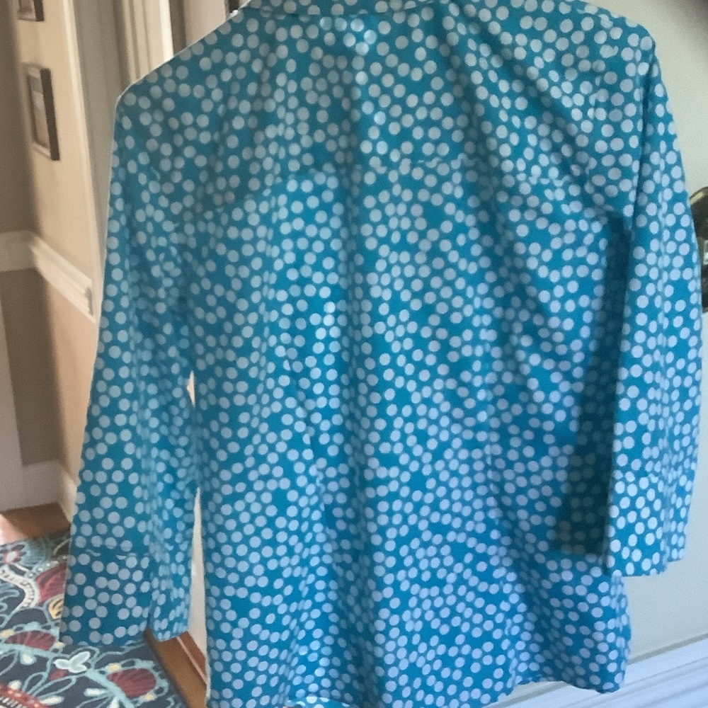 Chico's Turquoise and White Polka Dot Top - Picture 8 of 8